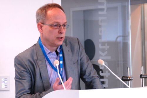 Speaker Neven Barišić behind the lectern